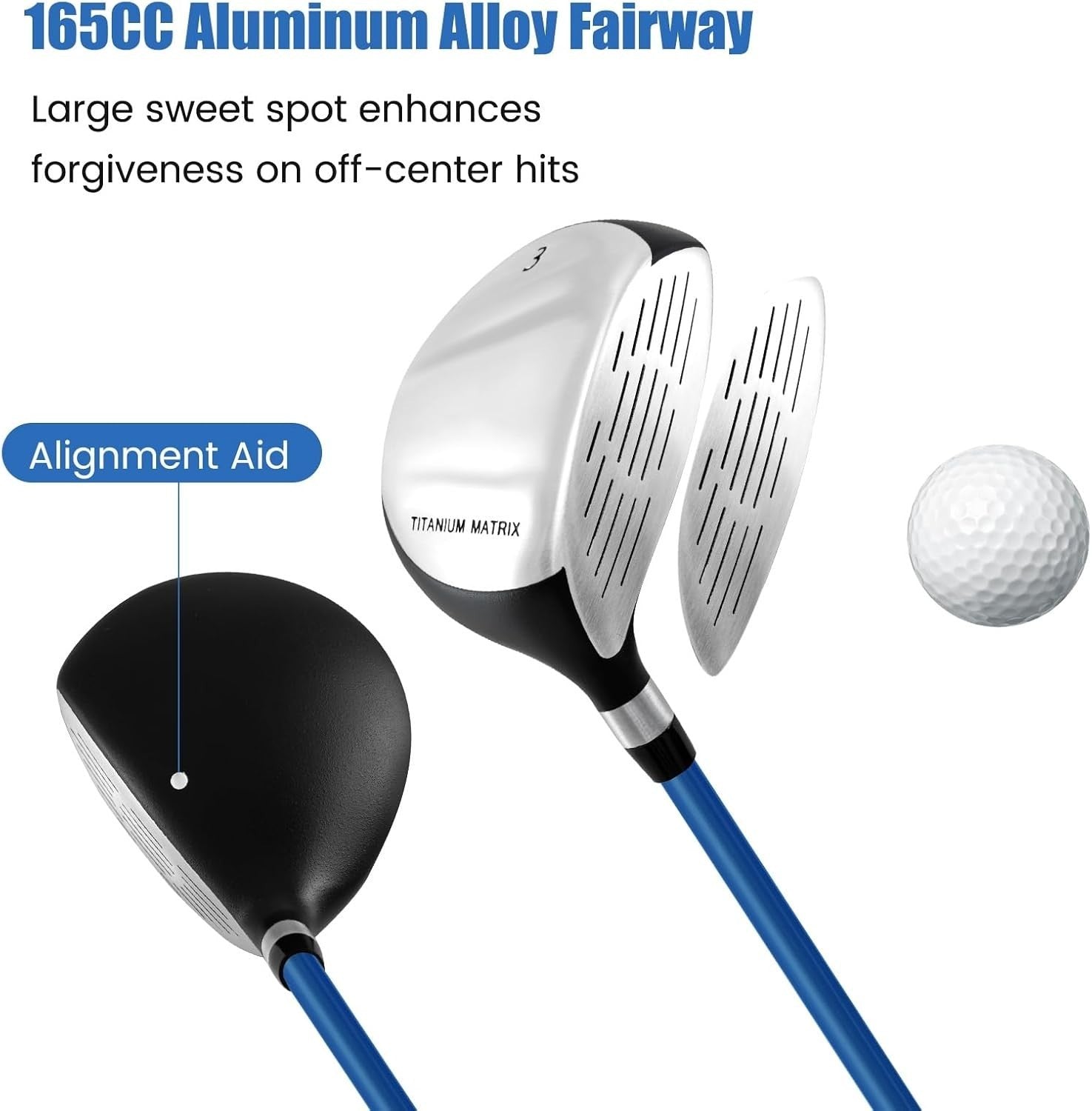 Kids Golf Club Set Ages 8–10 Right Hand Fairway Irons Putter Stand Bag