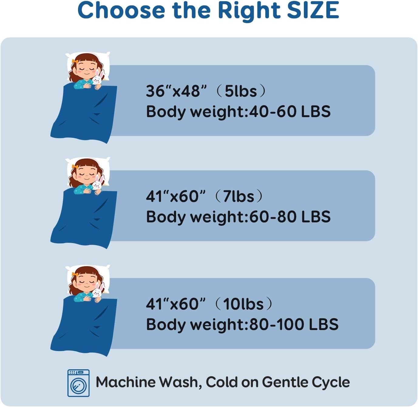 1.4kg Weighted Blanket Blue Dinosaur 50x75cm 100% Cotton for Calming Sleep