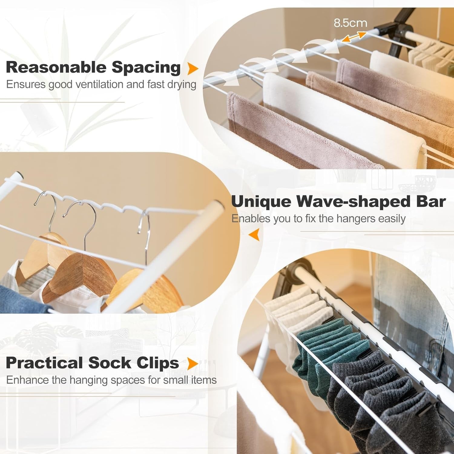 Foldable Clothes Drying Rack 2 Tier Airer Adjustable Wings Indoor Outdoor