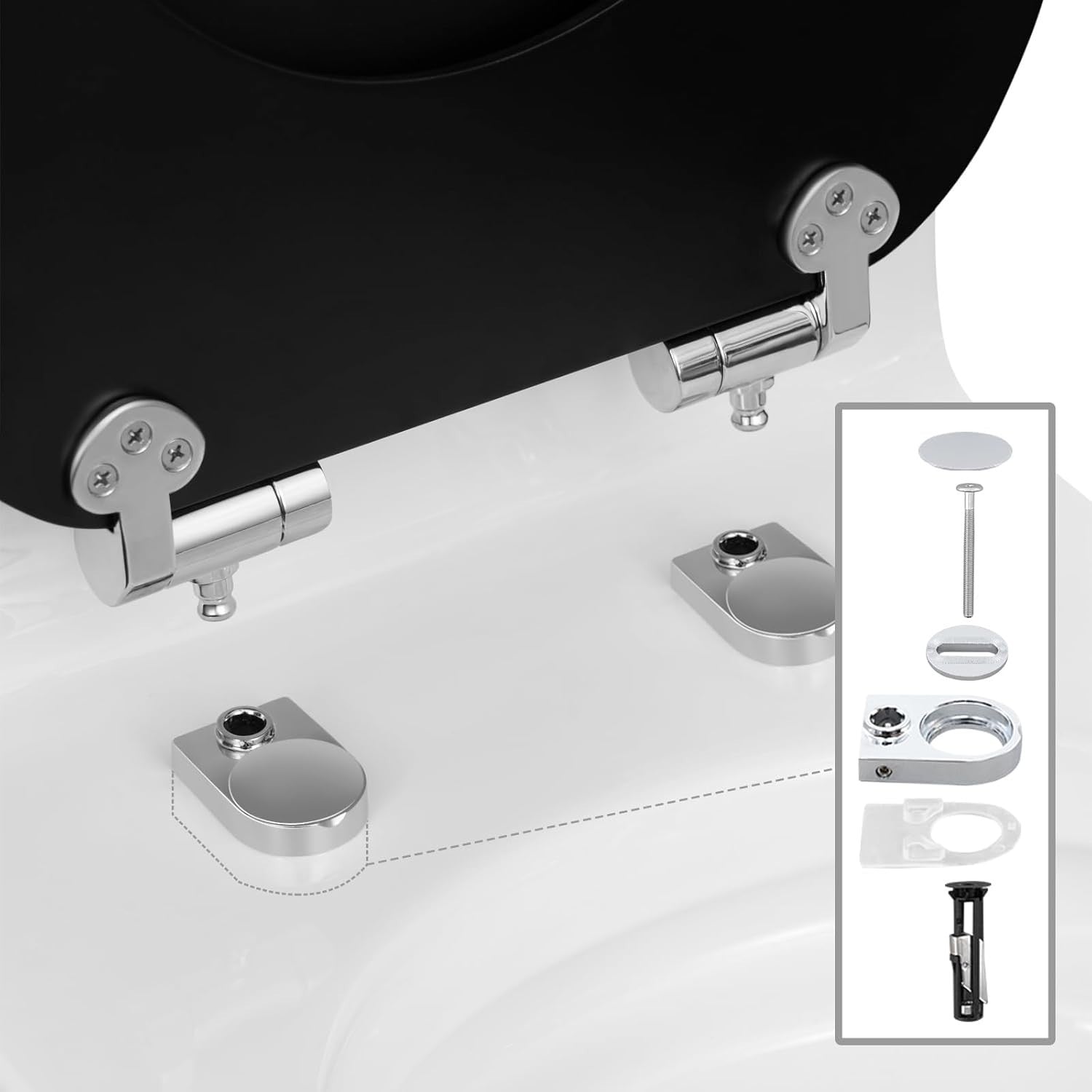 Soft Close O-Shaped Toilet Seat Quick Release MDF Matte Black Heavy Duty