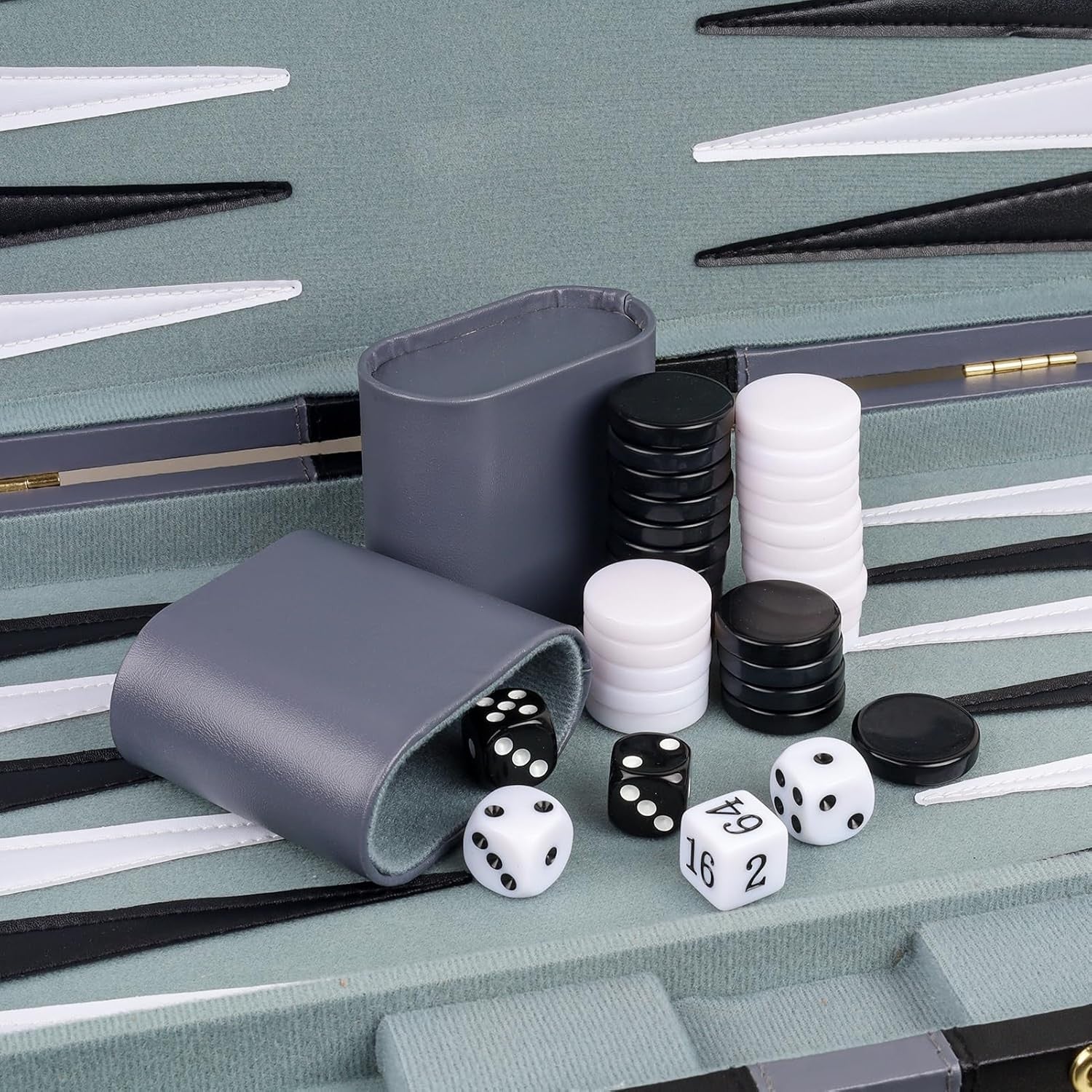 15 Inch Backgammon Set Leather Case Portable Travel Board Game 2 Players