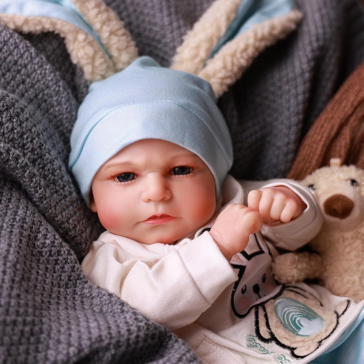 17in Lifelike Baby Boy Doll Soft Body Bunny Outfit Newborn Toy