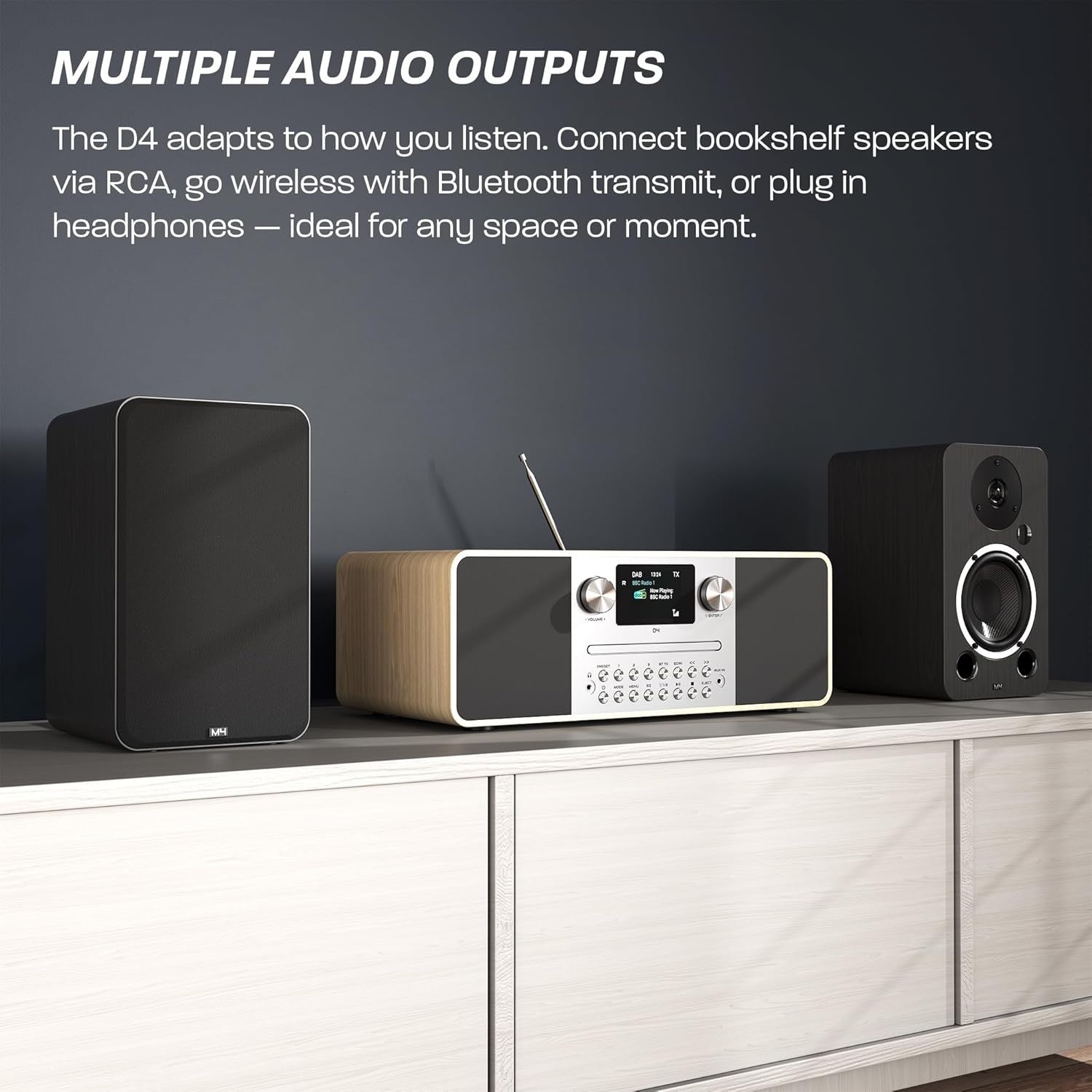 DAB/DAB+ FM Radio CD Player Bluetooth USB 60W Oak Home Audio