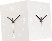 Double Sided Corner Wall Clock Modern Silent Cube Design for Hallway Office