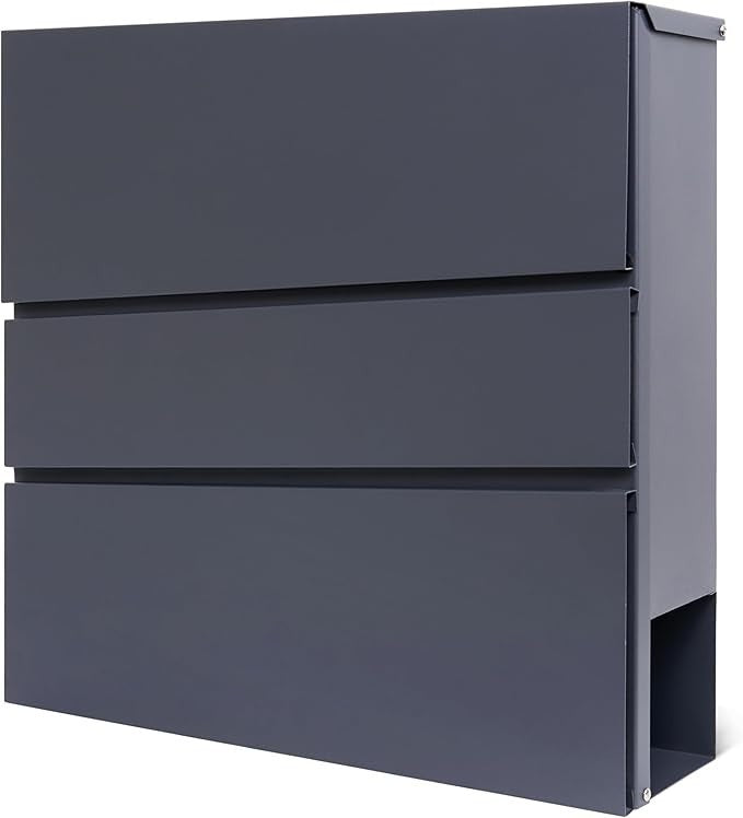 Lockable Wall Mounted Mailbox with Newspaper Holder – Rustproof Steel