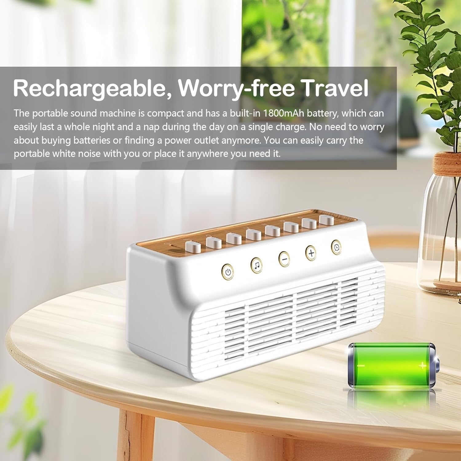 White Noise Machine for Sleep & Relaxation – 8 Nature Sounds, Night Light, Timer
