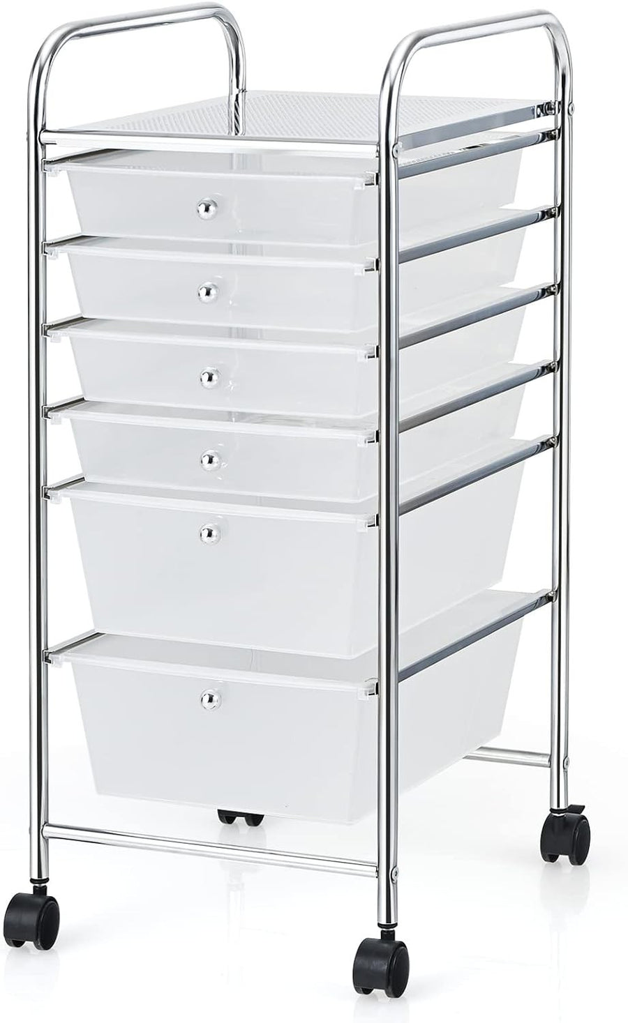 Clear 6 Drawer Rolling Storage Cart Mobile Utility Organizer with Wheels