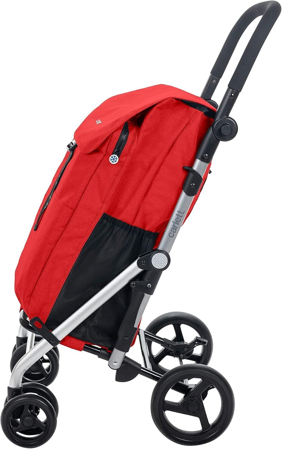 Foldable 64L Shopping Trolley with Thermal Bag 32kg Wheels Red