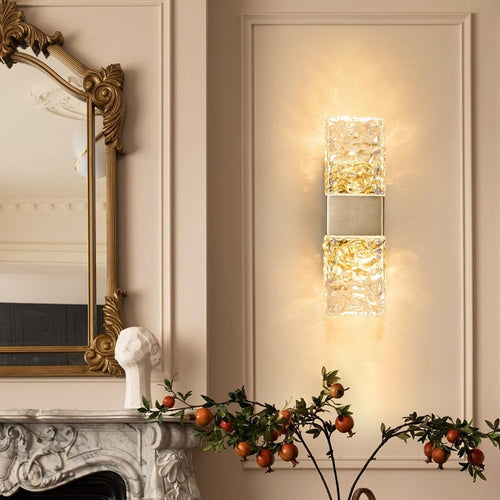 Modern Gold Crystal Wall Sconce Light LED Bedroom Living Room Lamp