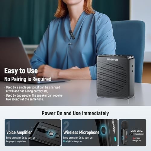 Portable Voice Amplifier VA02 Dual Wireless Mic 10H 15m