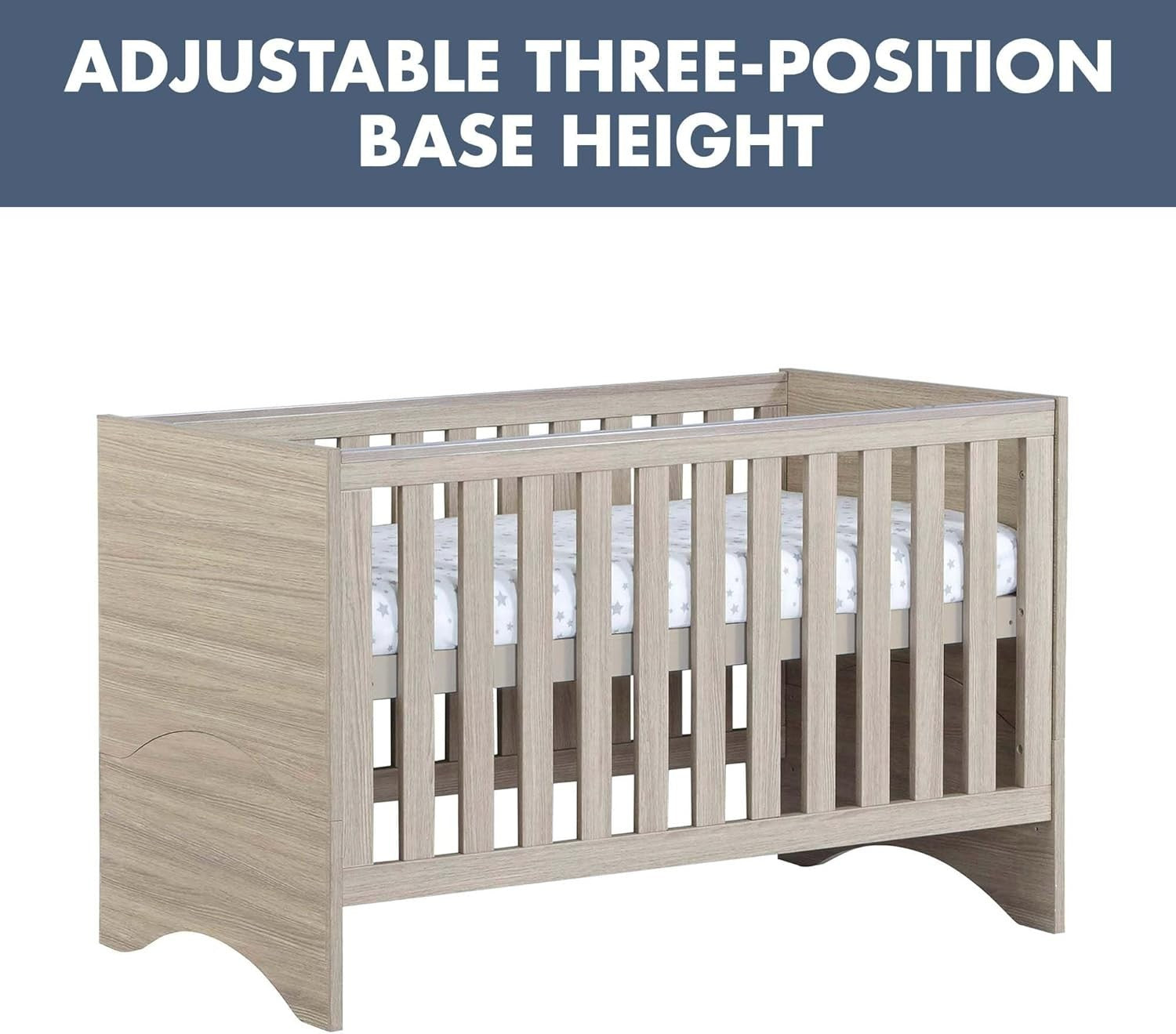 Convertible Baby Cot Bed Toddler Bed Adjustable Mattress Height Oak