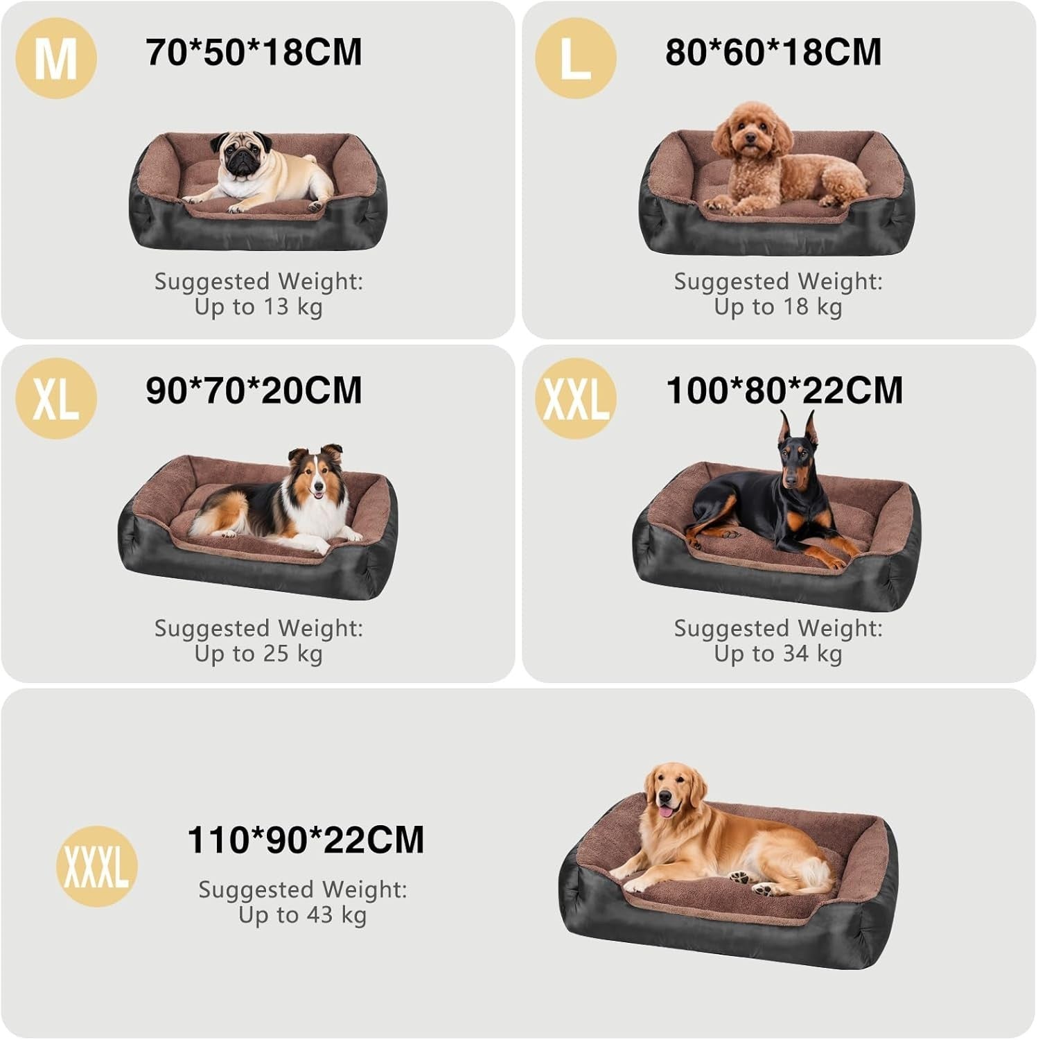 Extra Large Dog Bed 110x90x22cm Washable Calming Non Slip