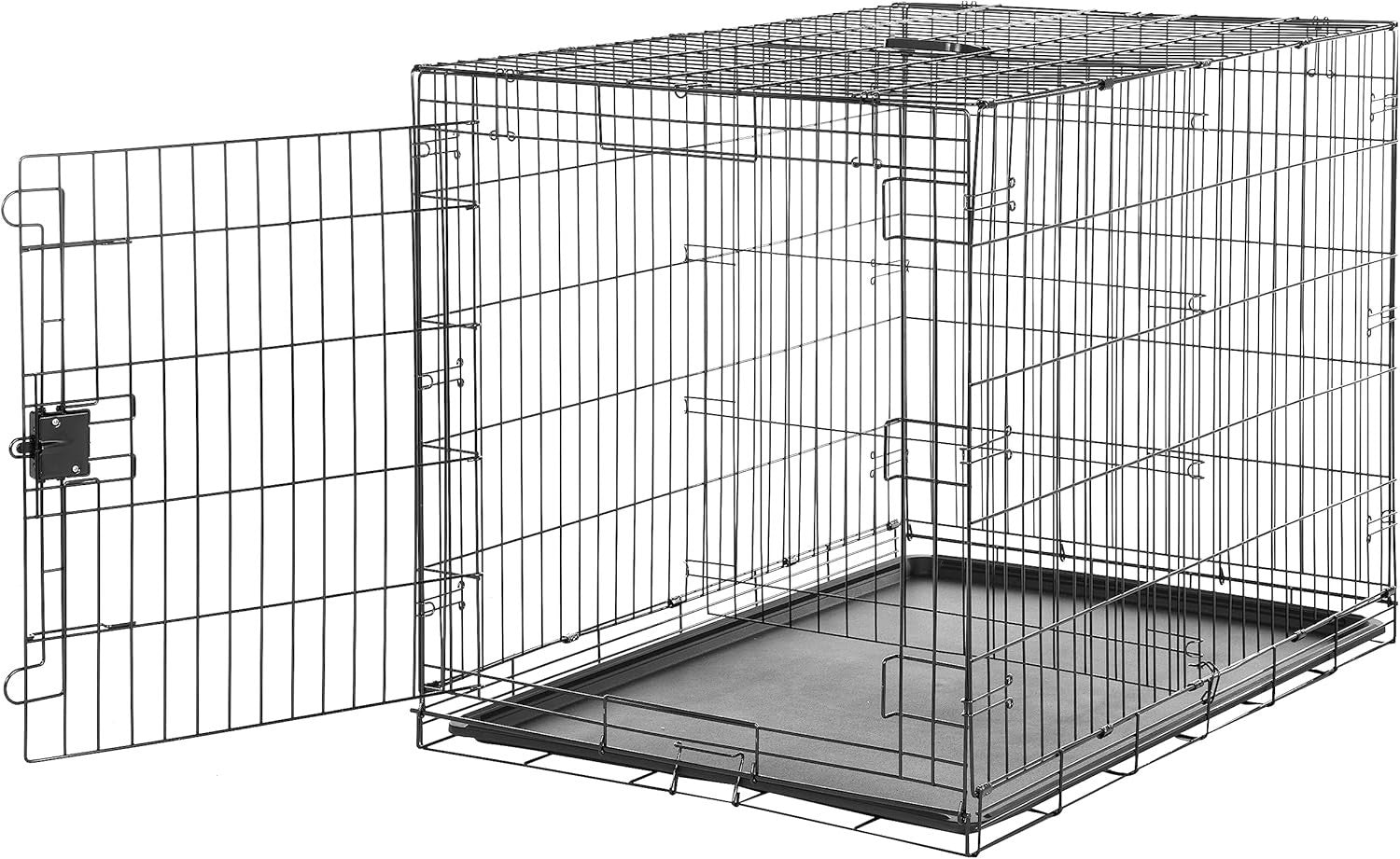 Extra Large Foldable Metal Dog Crate with Tray – Durable Single Door Cage