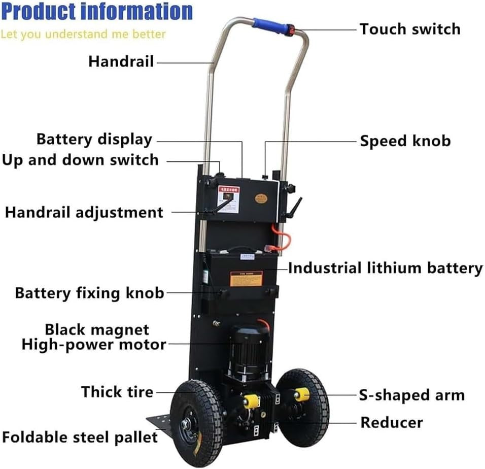 1200W Electric Stair Climber Hand Truck 400kg Load w/ Removable Battery