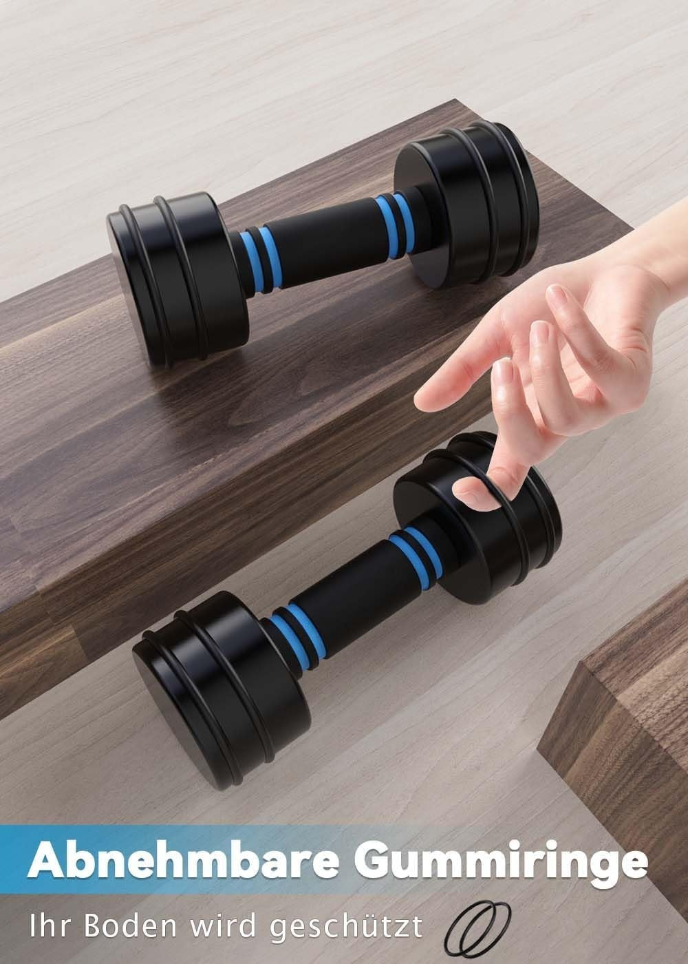 Slim Steel Adjustable Dumbbells 10KG Pair Space-Saving Foam Grip