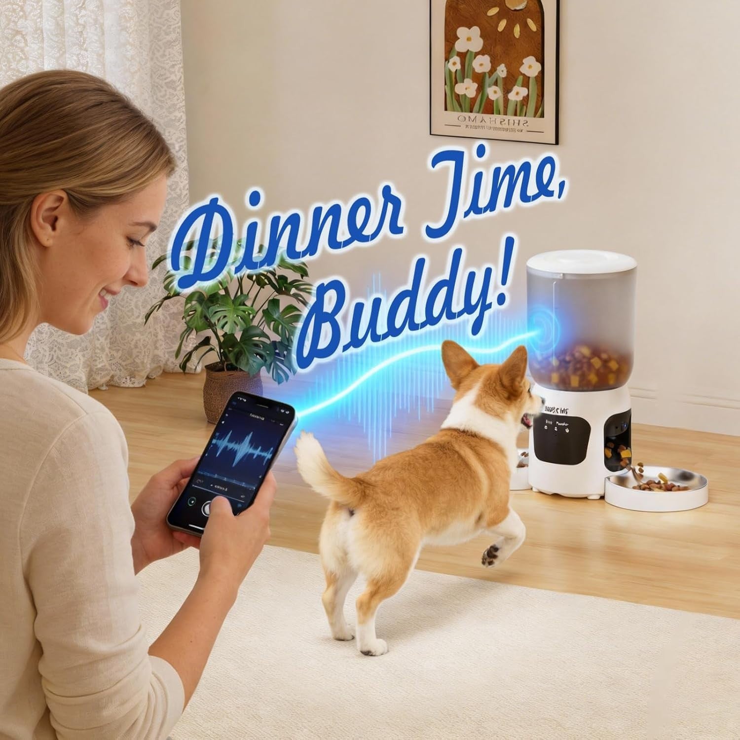 Automatic Cat Feeder Camera 6L Dual Bowl WiFi App Control 1080P HD