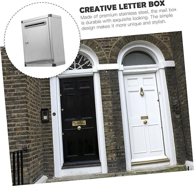 Wall Mount Stainless Steel Mailbox Silver Lockable Post Box Weatherproof Secure