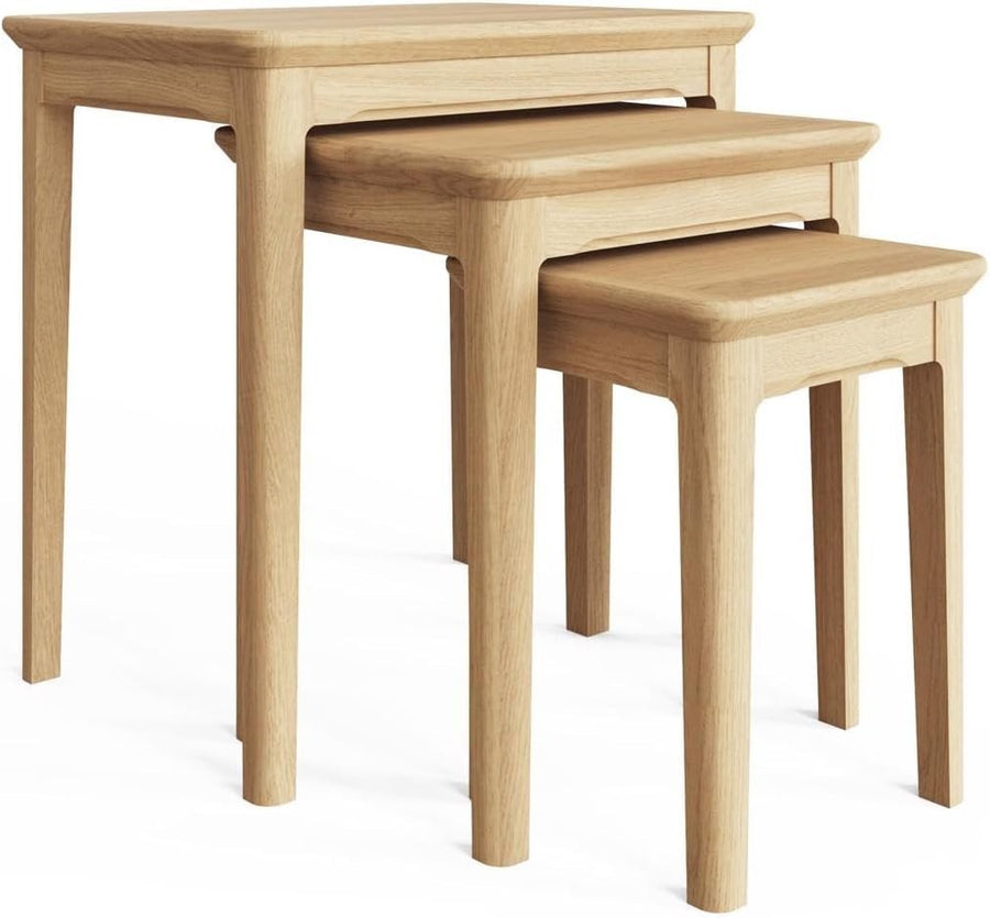 Natural Wood Nesting Tables Set 3 Side Lamp End Coffee Home Furniture