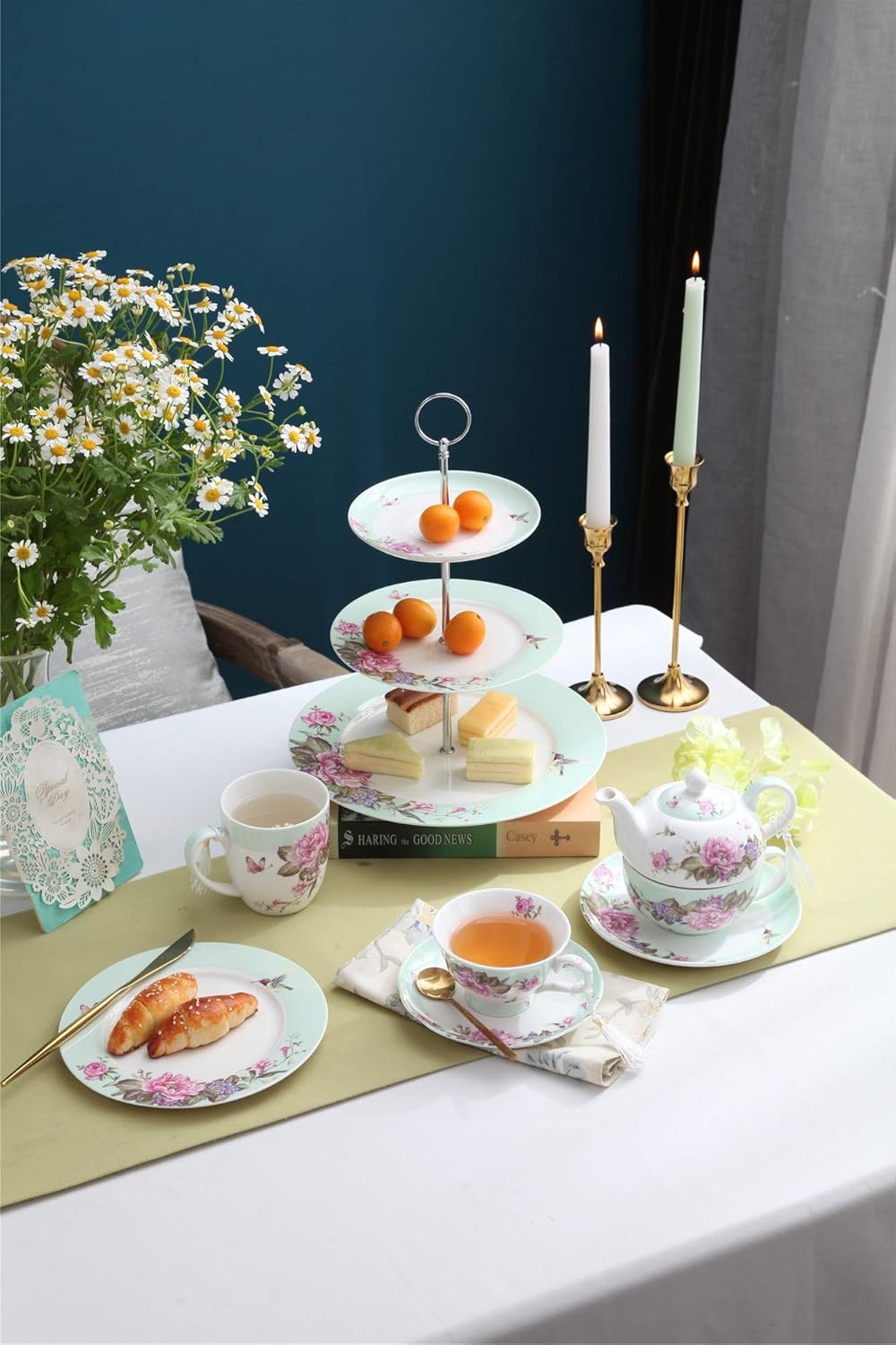 Vintage Tea Cup Saucer Dessert Plate Set Floral Porcelain Gift Box