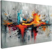 Abstract Canvas Wall Art Blue Orange Modern Framed Painting 59x39cm Home Decor