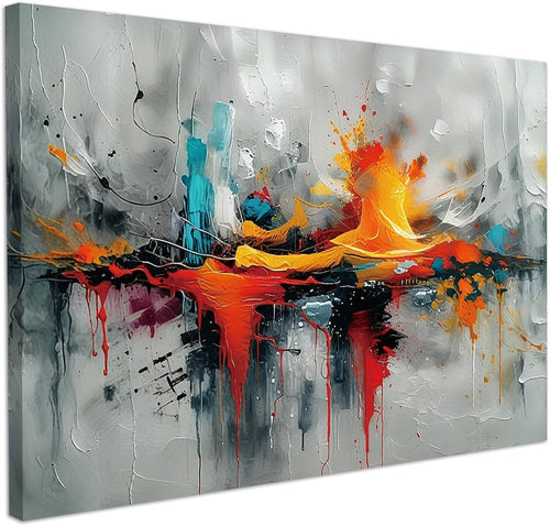 Abstract Canvas Wall Art Blue Orange Modern Framed Painting 59x39cm Home Decor