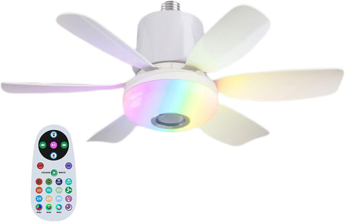 Lruvaqi 32W LED Ceiling Fan Light, 3-Speed RGB Music Fan – White
