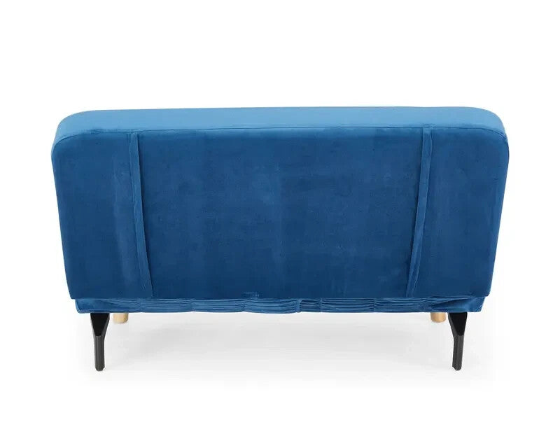 Blue Velvet Sofa Bed 2 Seater Futon Clic Clac Double Sleeper Couch Chair