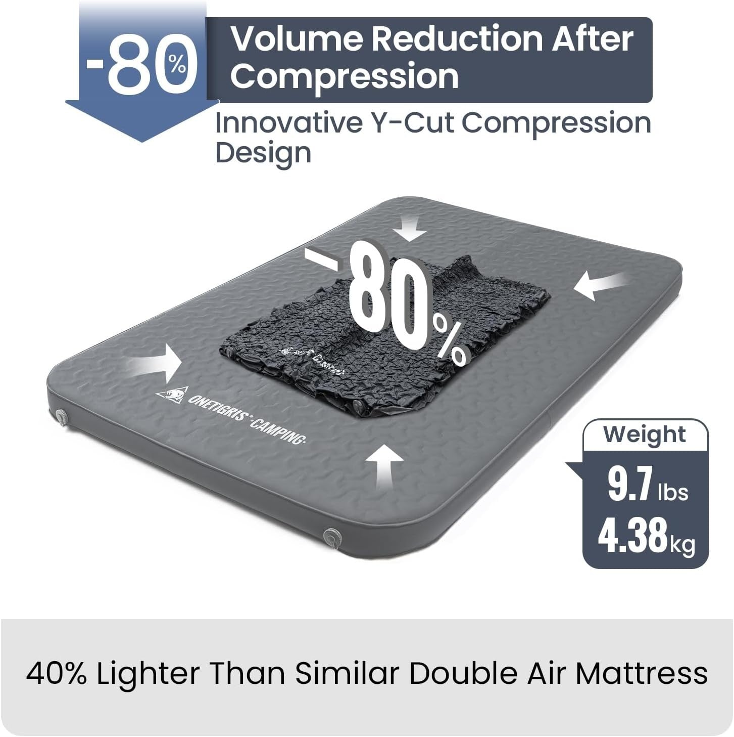 4" Self-Inflating Double Camping Mattress Foam Air Bed Waterproof Comfort