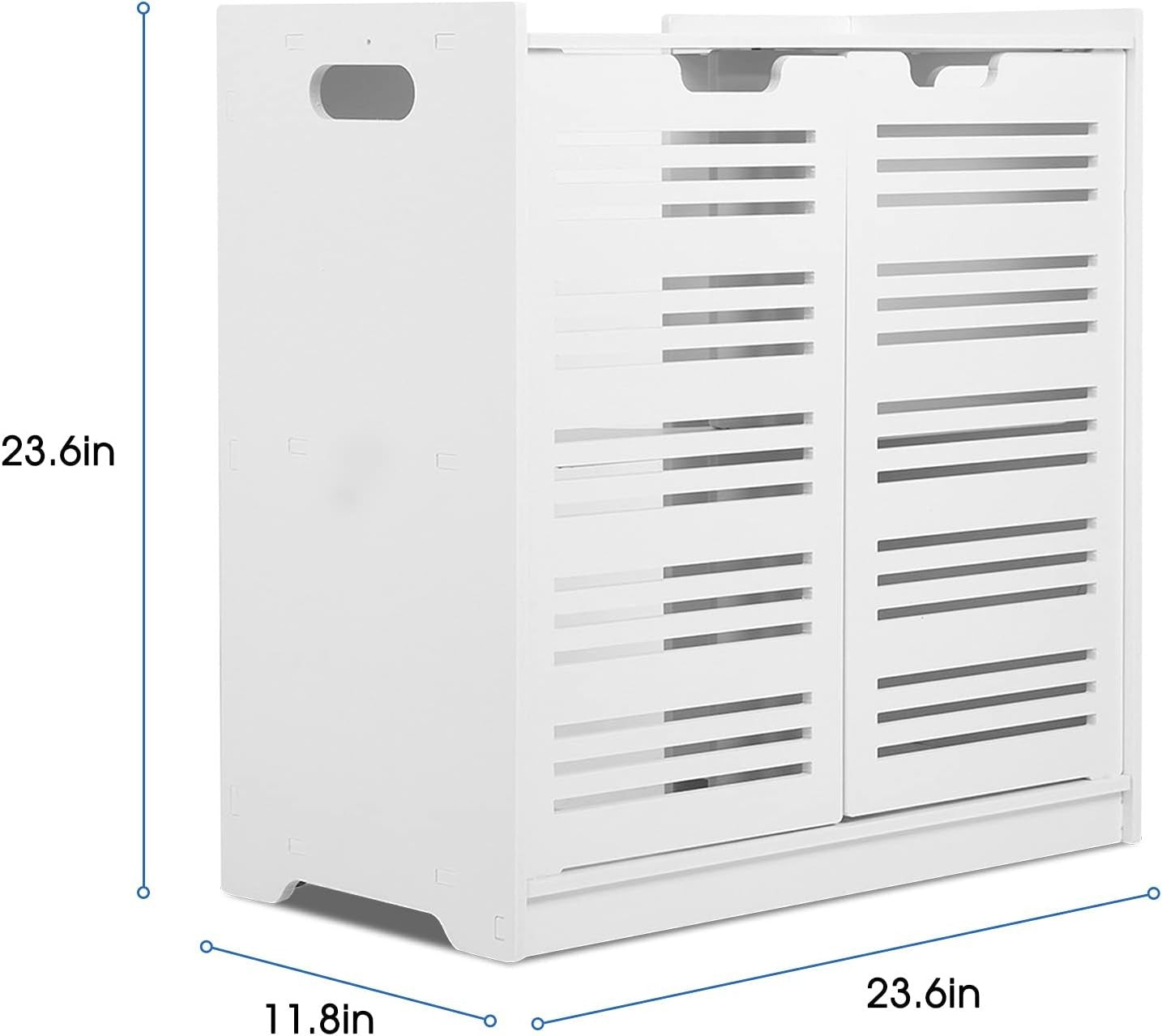White Under Sink Bathroom Cabinet – Double Door Storage Cupboard 60cm Modern Van