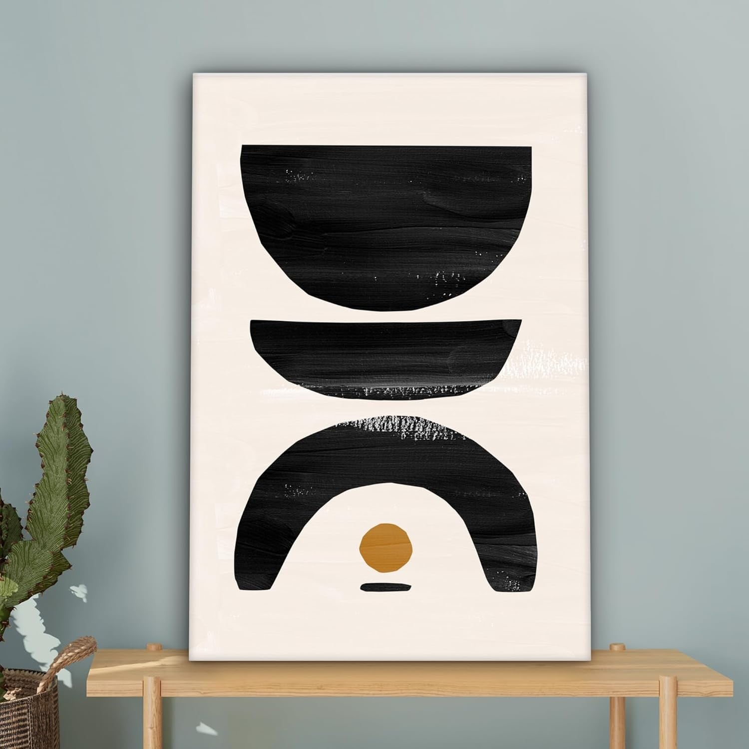 Abstract Black Beige Canvas Wall Art 40x60cm Framed Modern Print