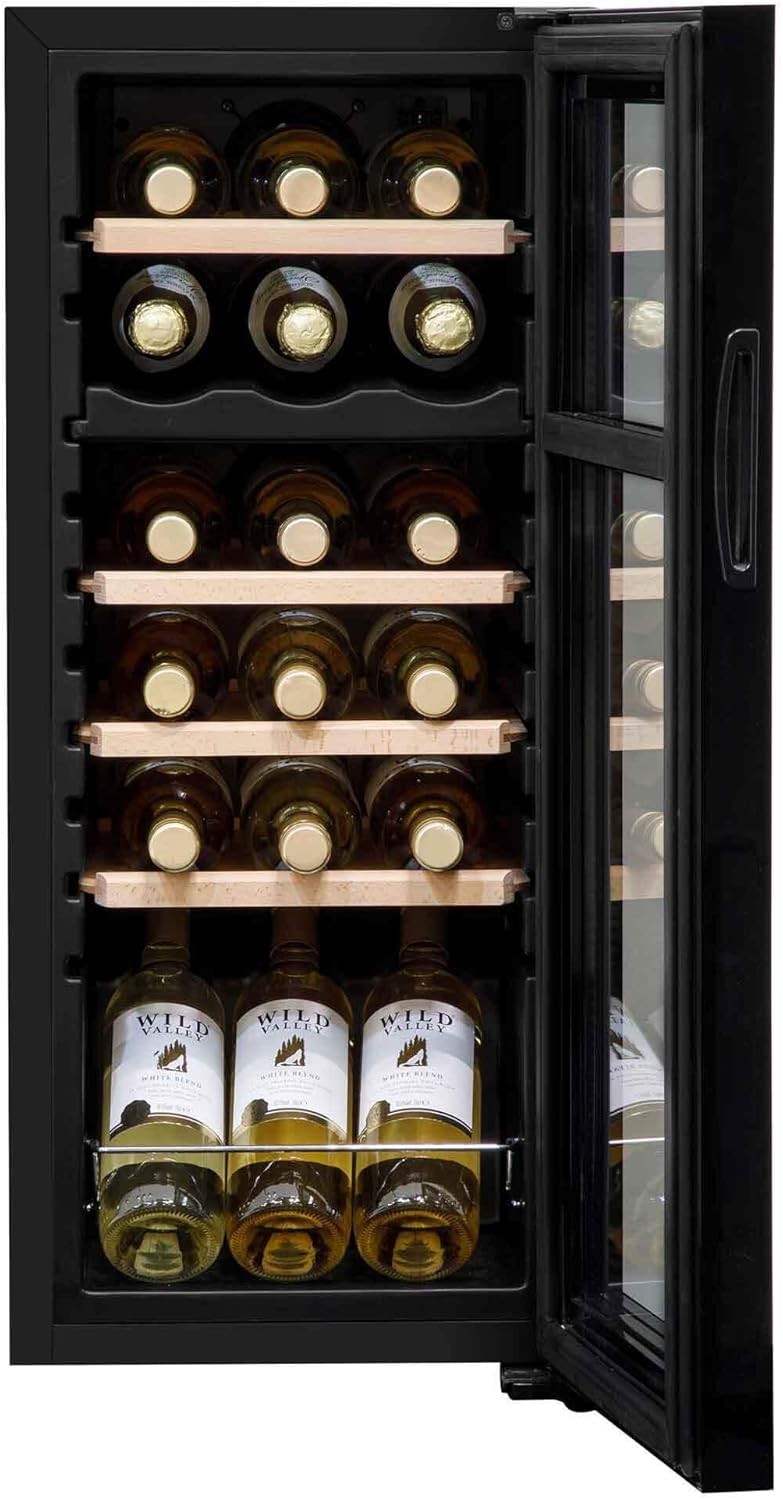 Dual Zone Wine Cooler Fridge Touch Screen LED Glass Door 18 Bottle Black