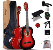3/4 Classical Guitar 36in Kids Nylon String Starter Kit Red