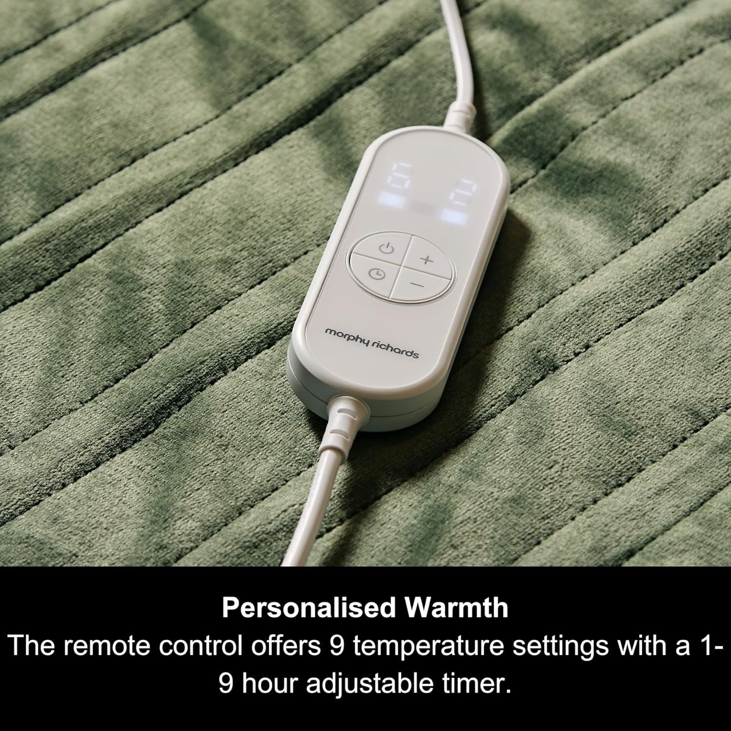 Electric Heated Throw Green Blanket 160x130cm Teddy Fleece 9 Heat Auto Shut Off