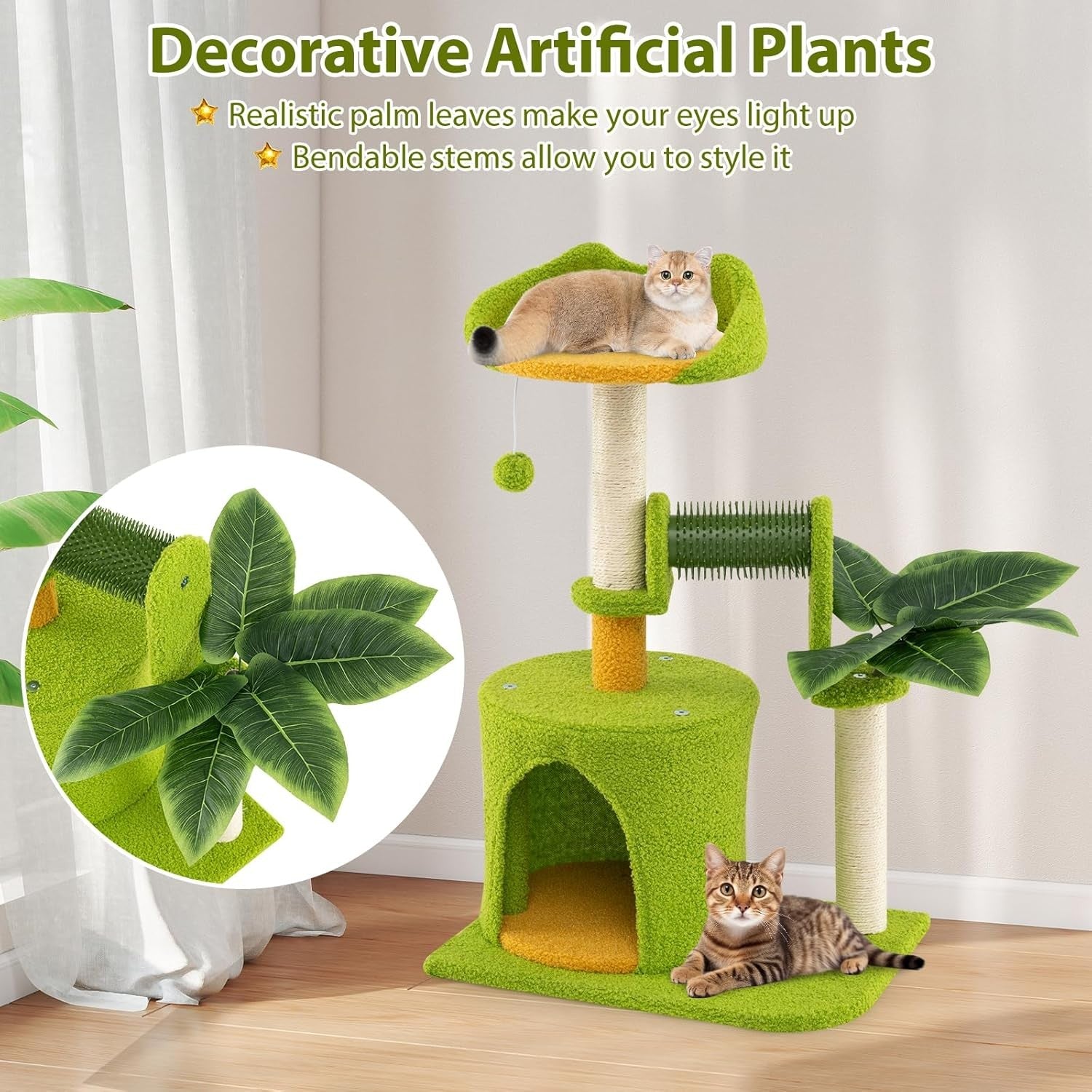 Cat Tree Tower with Condo Scratching Posts Self Groomer Kitten Activity