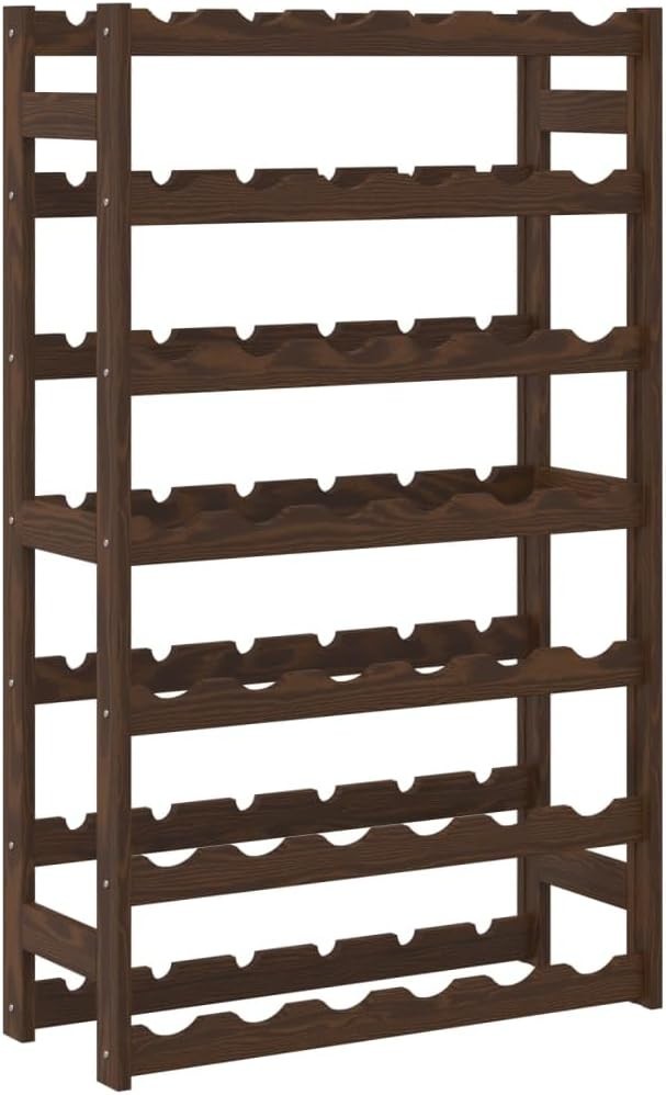 42 Bottle Solid Wood Wine Rack Floor Standing Storage Shelf Rustic Brown