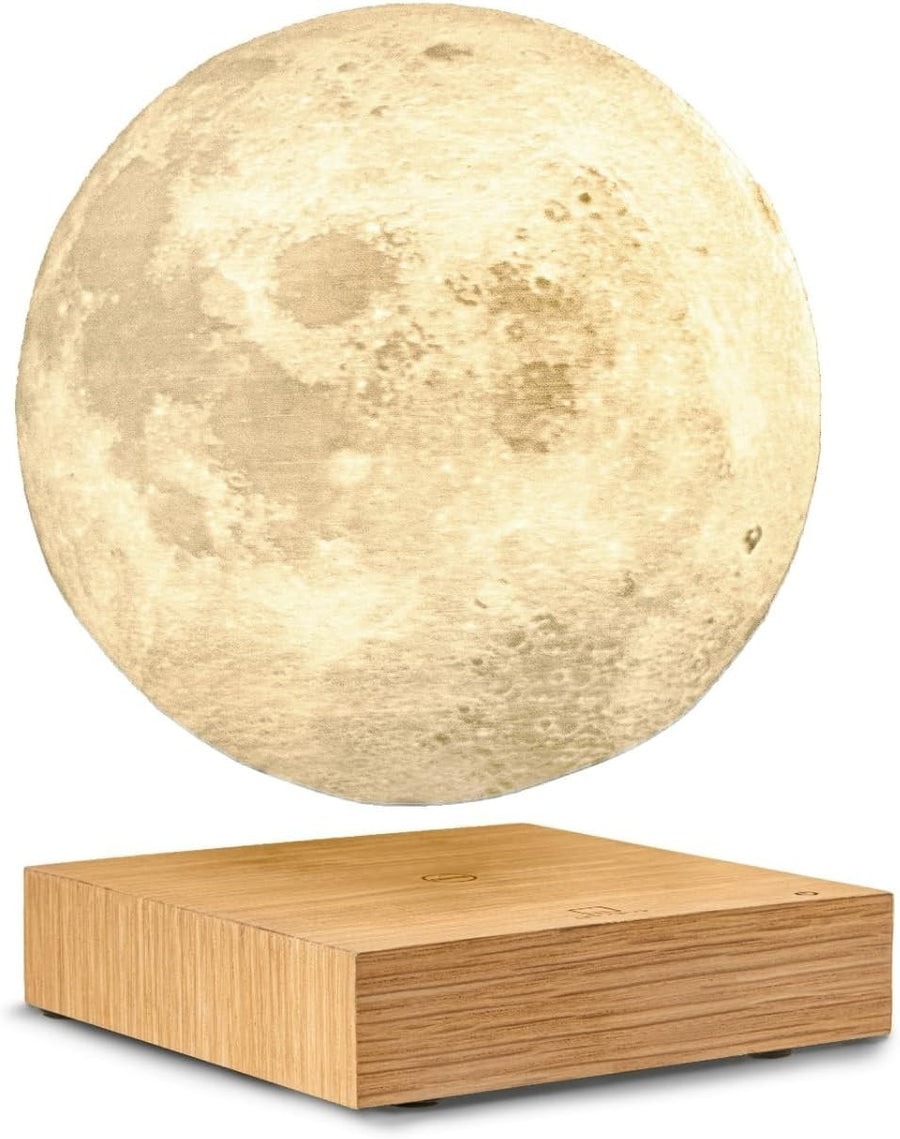 Lacquered White Ash Wood Magnetic Levitating Moon Lamp LED Light
