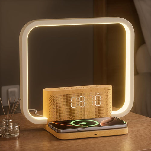Sunrise Alarm Clock Bedside Lamp Wireless Charging Wake Up Light Sound