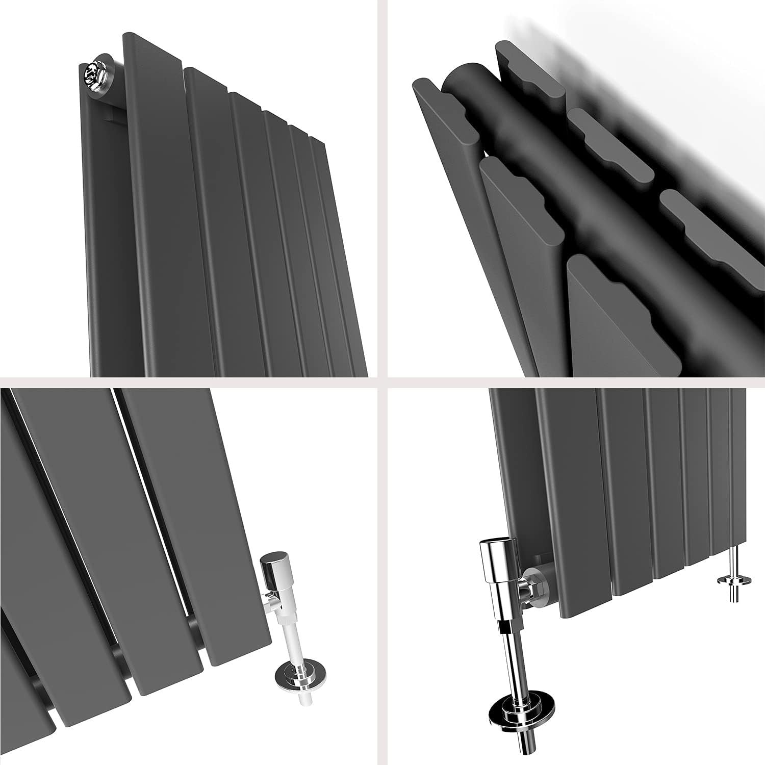 Vertical Anthracite Column Radiator Double Panel 1800x456mm Tall Upright