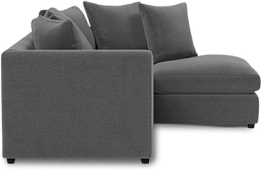 Grey Right Hand L Shaped Corner Sofa – 4 Seater Modular Couch with Cushions