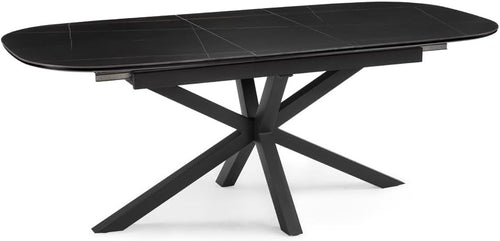 Extending Sintered Stone Dining Table Black Modern Heatproof Scratchproof
