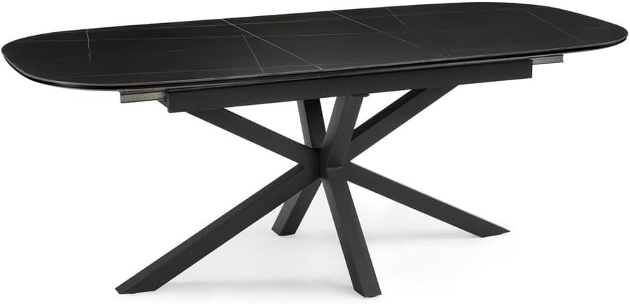 Extending Sintered Stone Dining Table Black Modern Heatproof Scratchproof