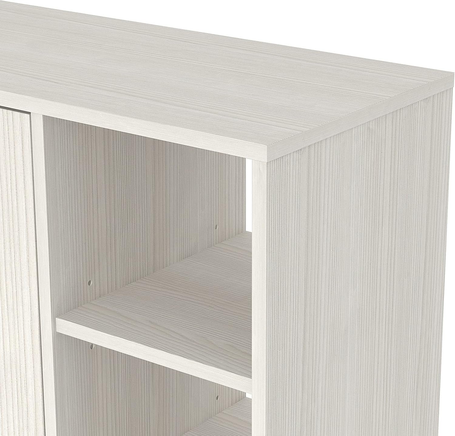 Cream Oak 2-Door Shoe Cabinet 24-Pair Storage 79.6x35.3x119cm