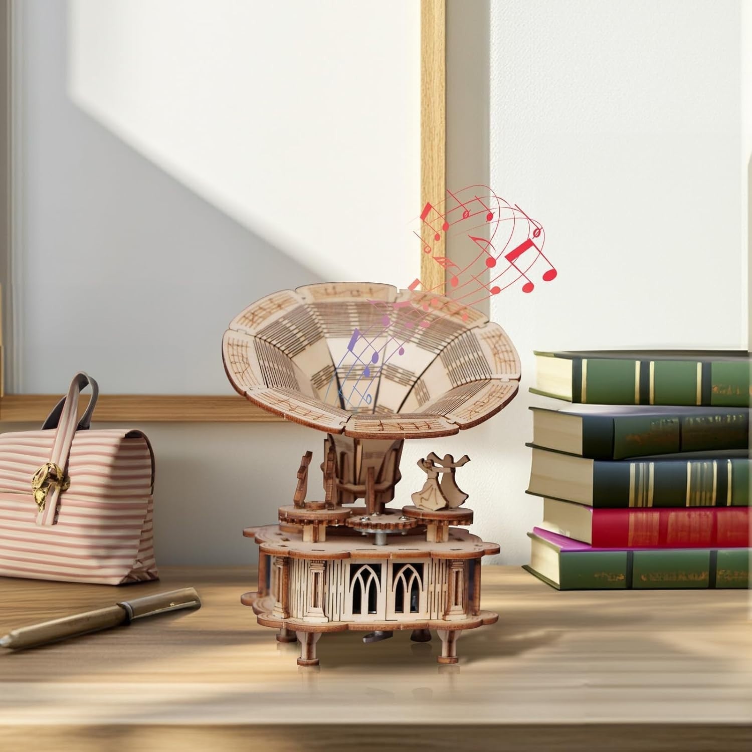 3D Wooden Gramophone Puzzle Music Box Model Kit DIY Craft, Fun & Gift