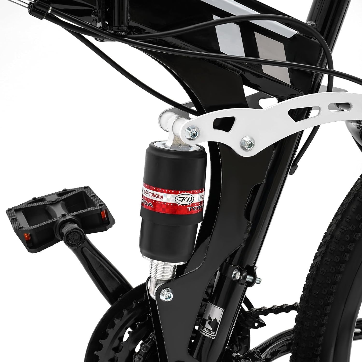 26" Folding Mountain Bike 21-Speed Dual Disc Brakes Full Suspension MTB