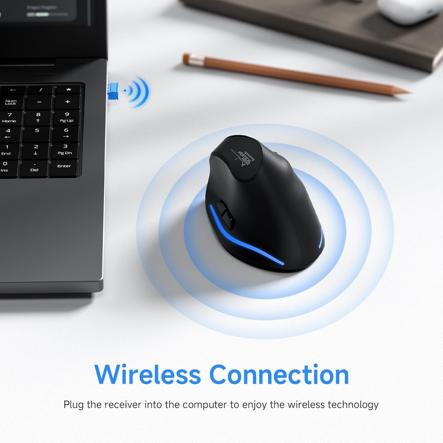Vertical Ergonomic Wireless Mouse Rechargeable 4800 DPI 6 Button