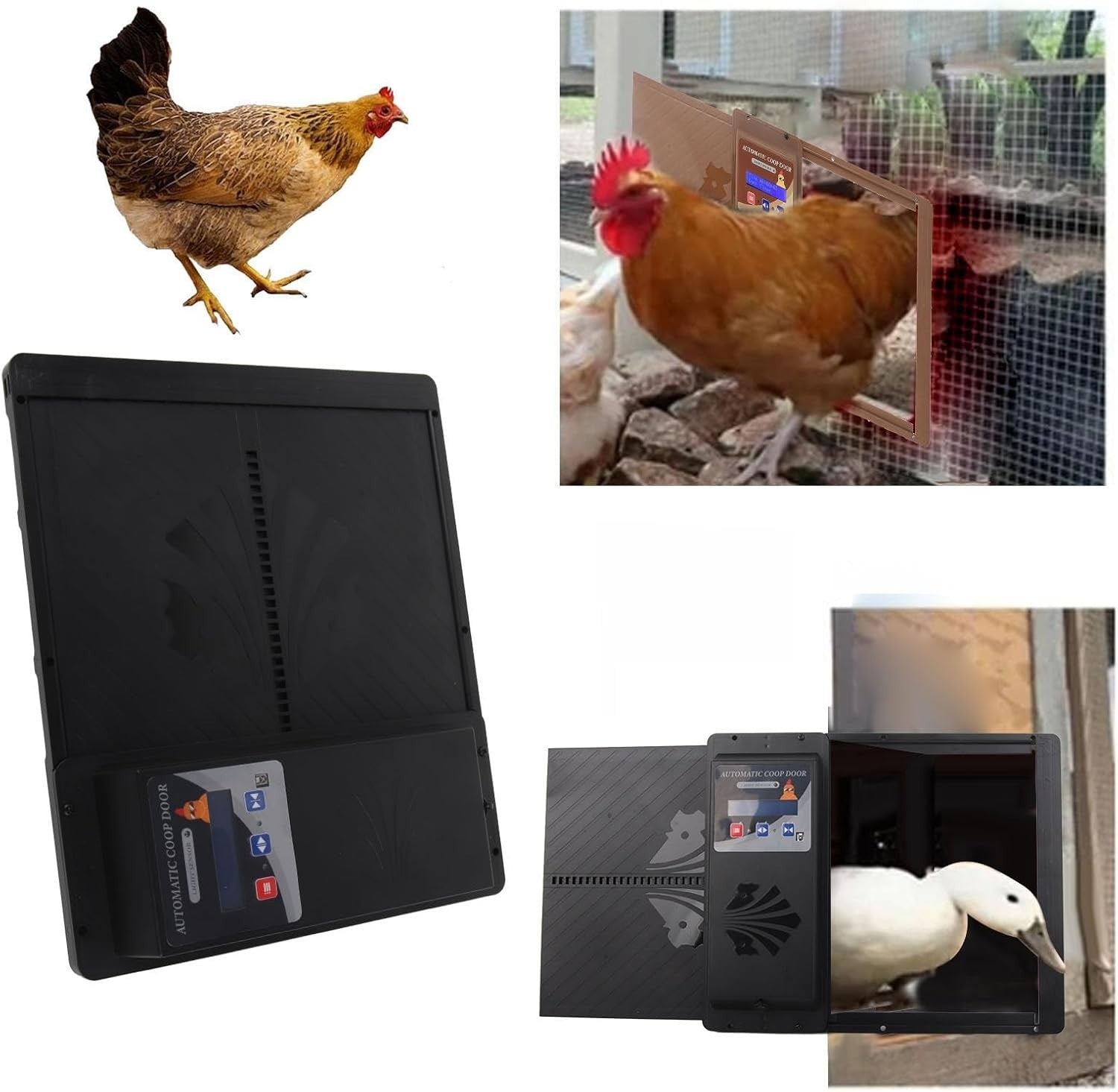 Automatic Chicken Coop Door Opener Horizontal Timer Black