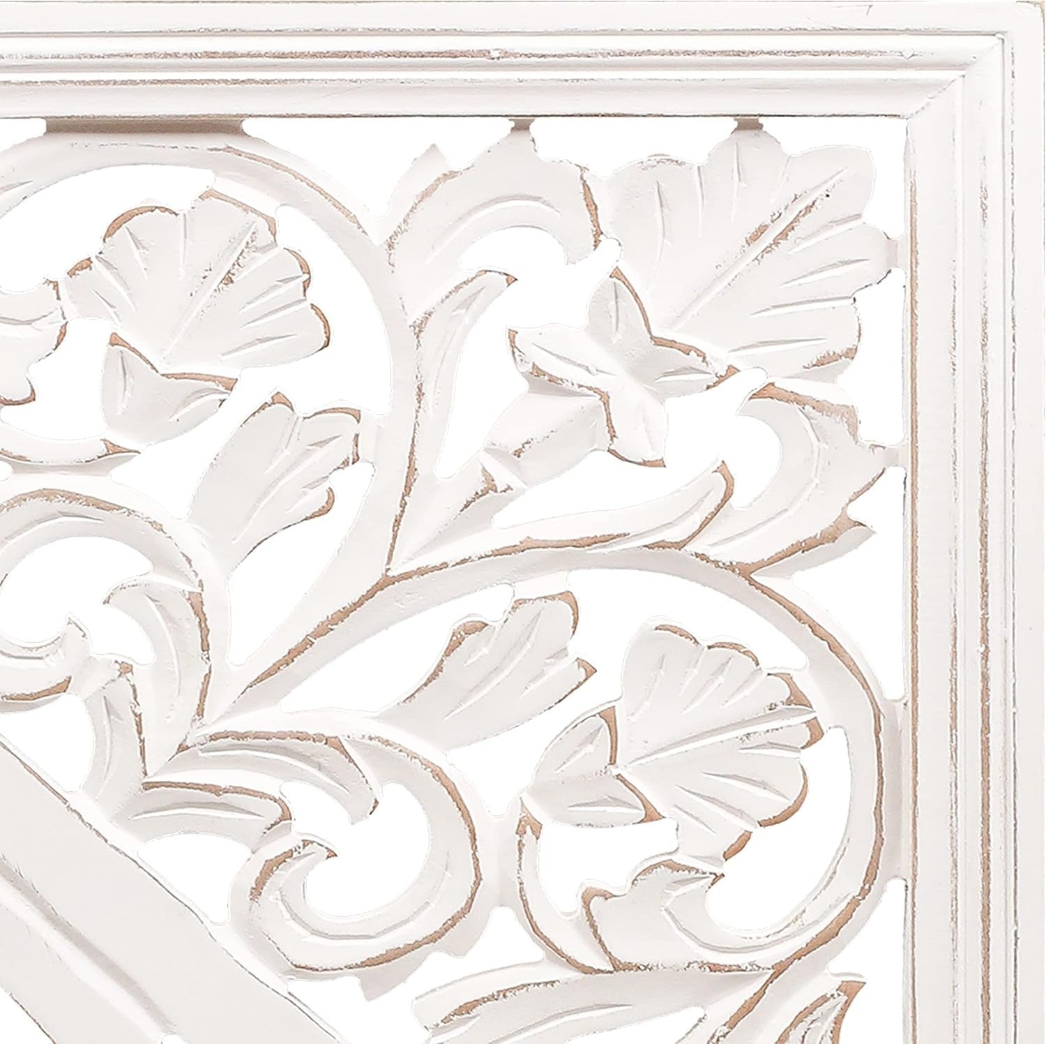 Set of 3 Carved Wooden Wall Plaques Farmhouse Floral Decor