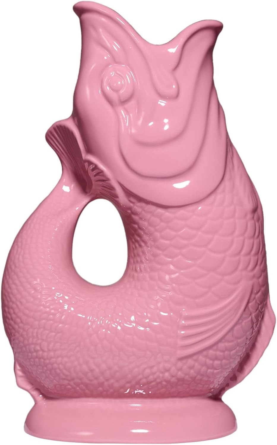 XL 1.2L Pink Gluggle Jug – Ceramic Fish Water Pitcher, Cocktail & Wine Decanter