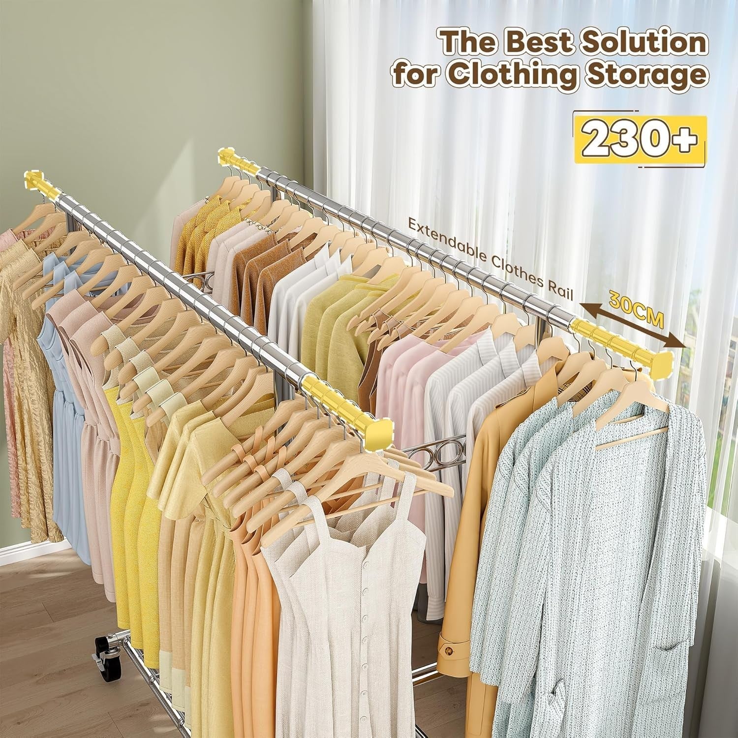 285KG Heavy Duty Extendable Double Rail Clothes Rack – Silver