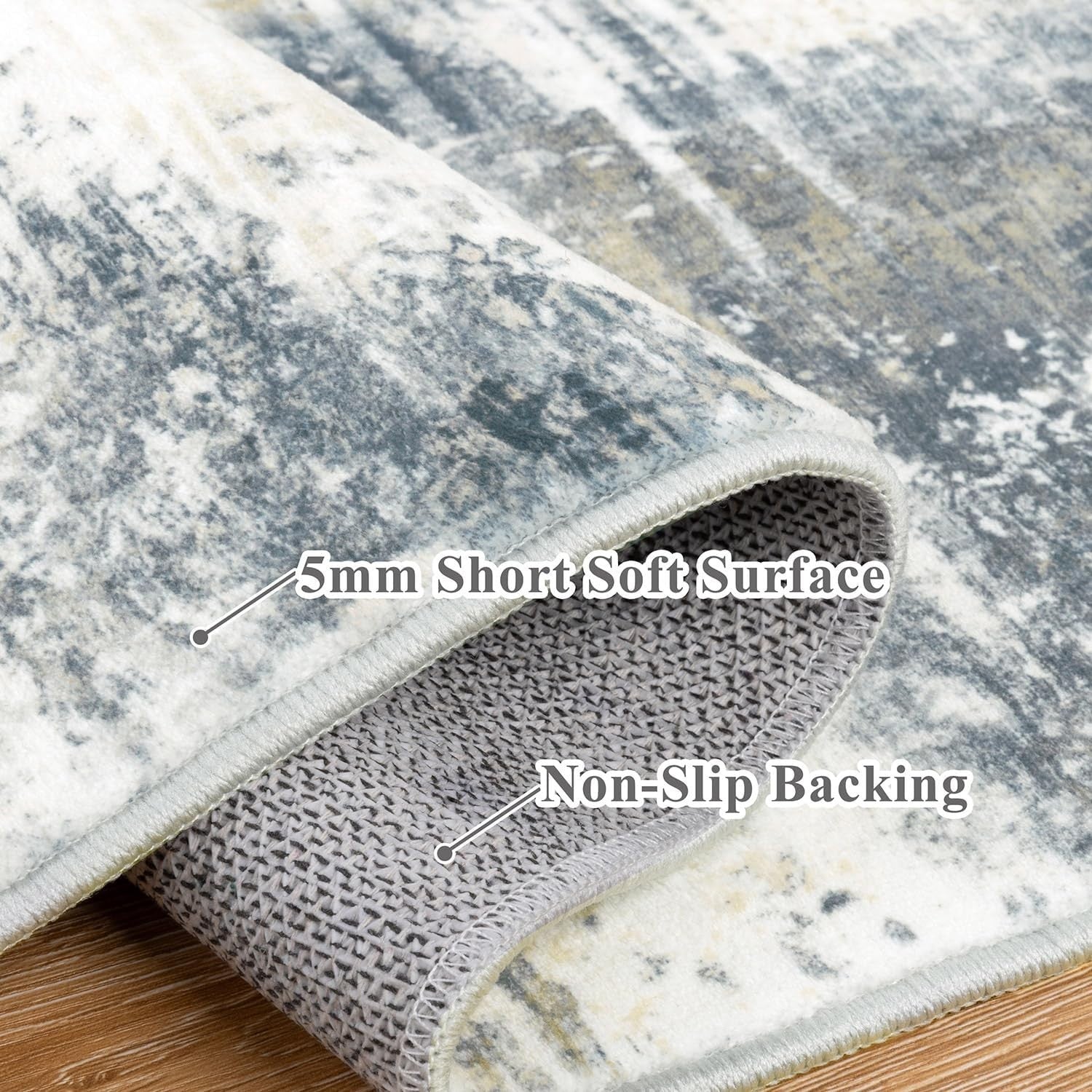 Large Abstract Area Rug 160x230cm Washable Non Slip Soft Short Pile Carpet